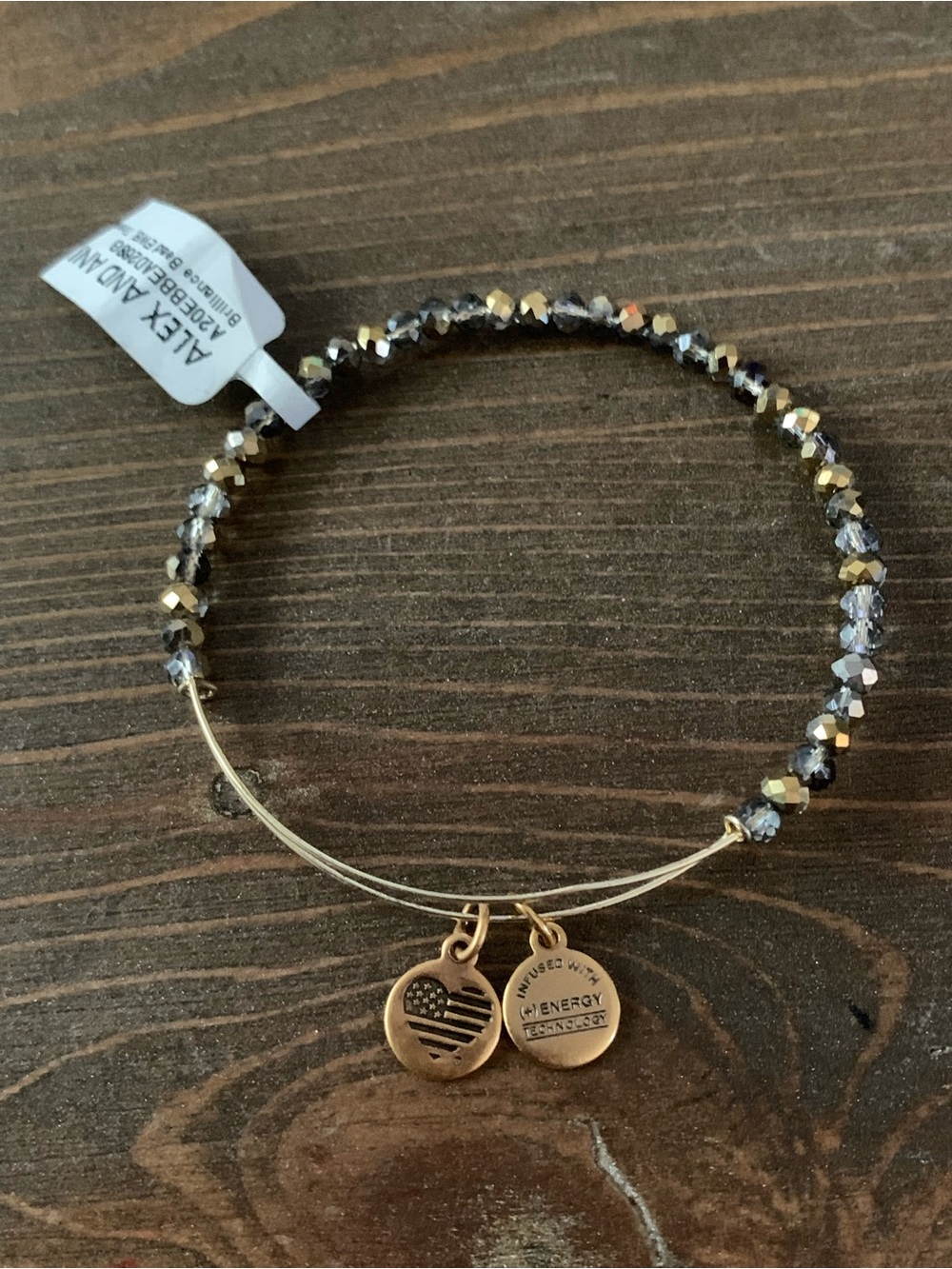 Alex and Ani Gold and Gray Beaded Expandable Bracelet